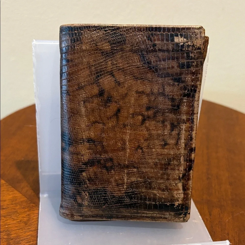 Di Lido wallet genuine leather snake skin pattern print trifold wallet small